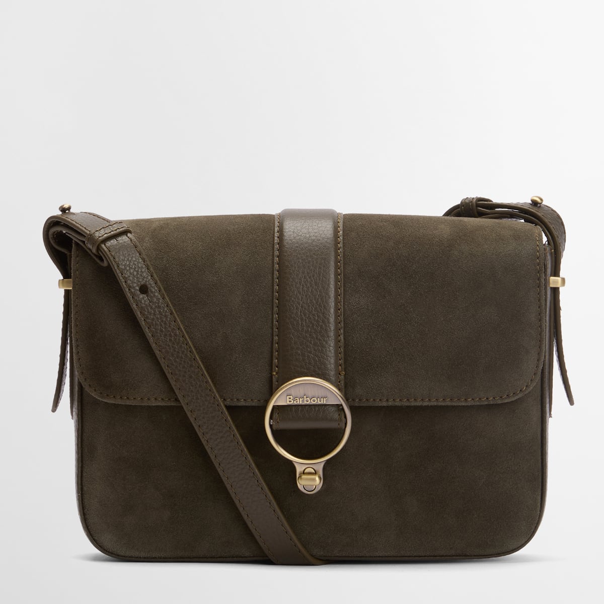 Barbour Rosa Suede and Leather Crossbody Bag | Olive