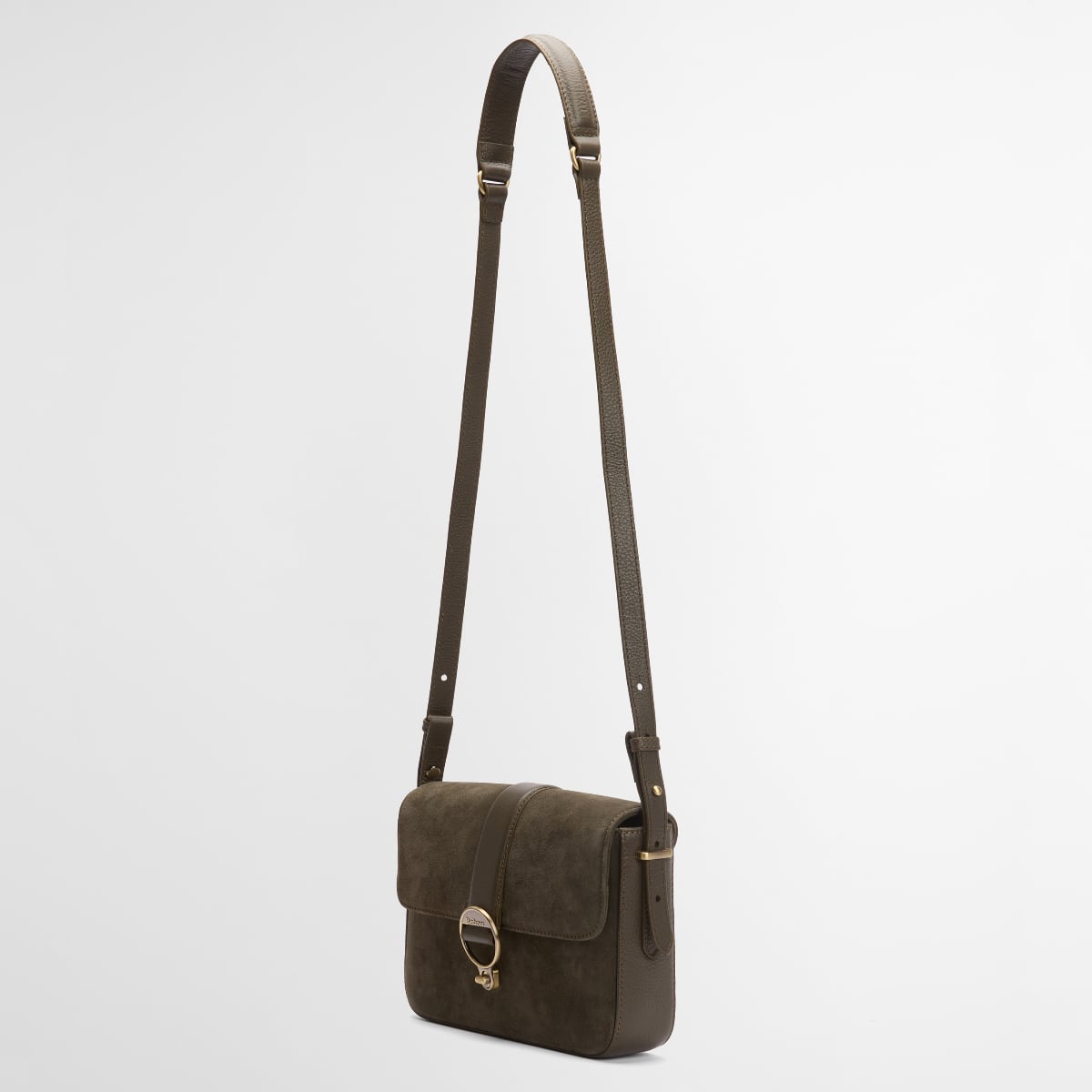 Barbour Rosa Suede and Leather Crossbody Bag | Olive