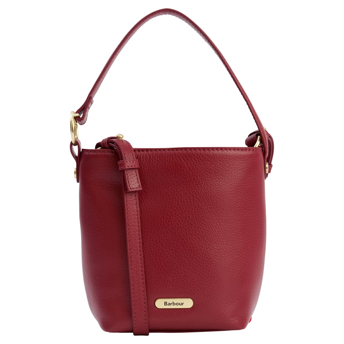 Barbour Cedar Mini Leather Bucket Bag | Red