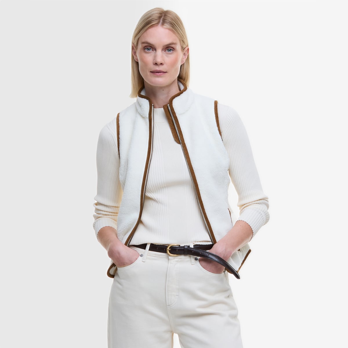 Barbour Burford Fleece Women's Gilet | Winter Pearl