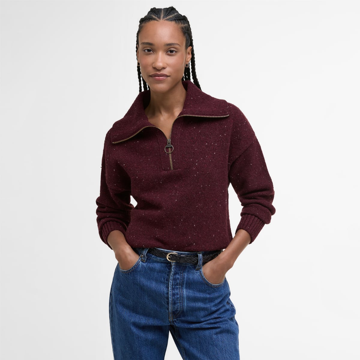 Barbour Lavensdale Half-Zip Women's Knit | Black Cherry