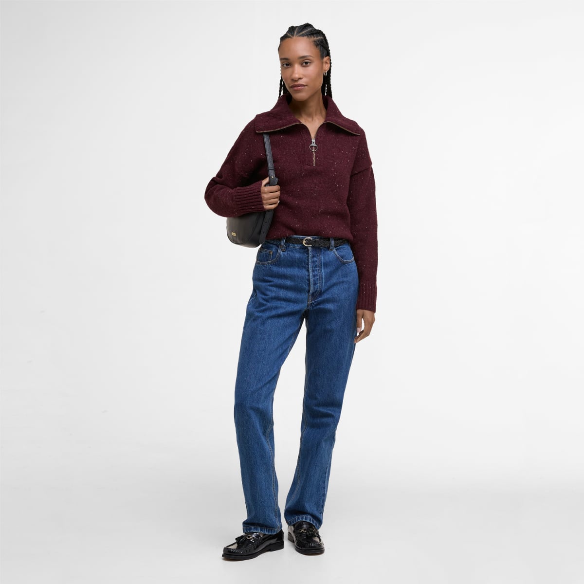 Barbour Lavensdale Half-Zip Women's Knit | Black Cherry