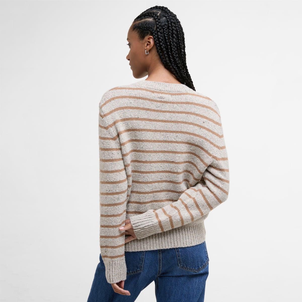Barbour Claydon Striped Crew Neck Women's Knit | Oatmeal Stripe