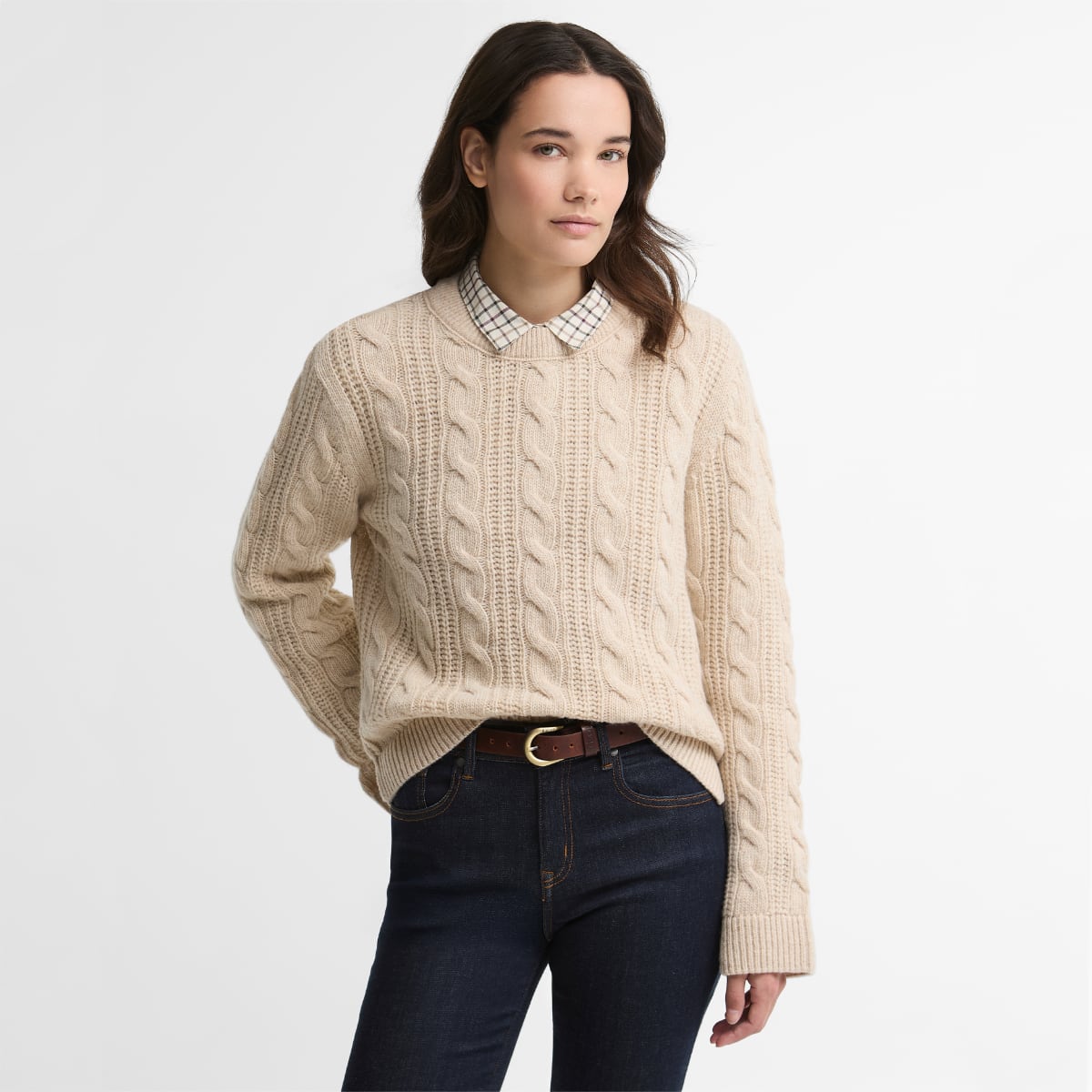 Barbour Joan Cropped Cable Knit Women's Jumper | Birch