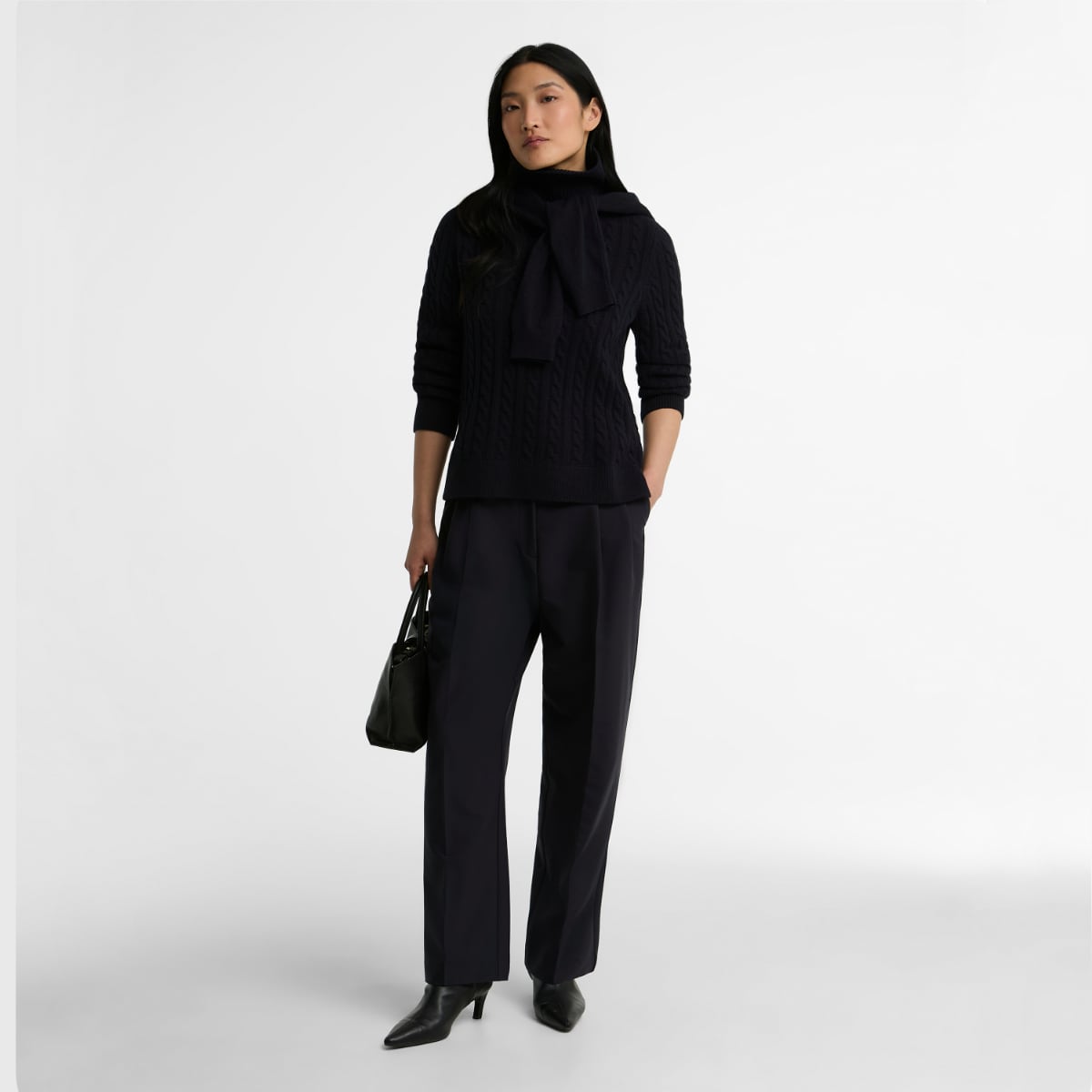 Barbour Ambleside Cable Knit Roll-Neck Jumper | Navy