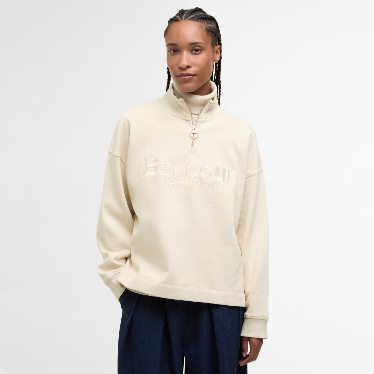 Barbour Sara Half Zip Women's Sweatshirt | Oat