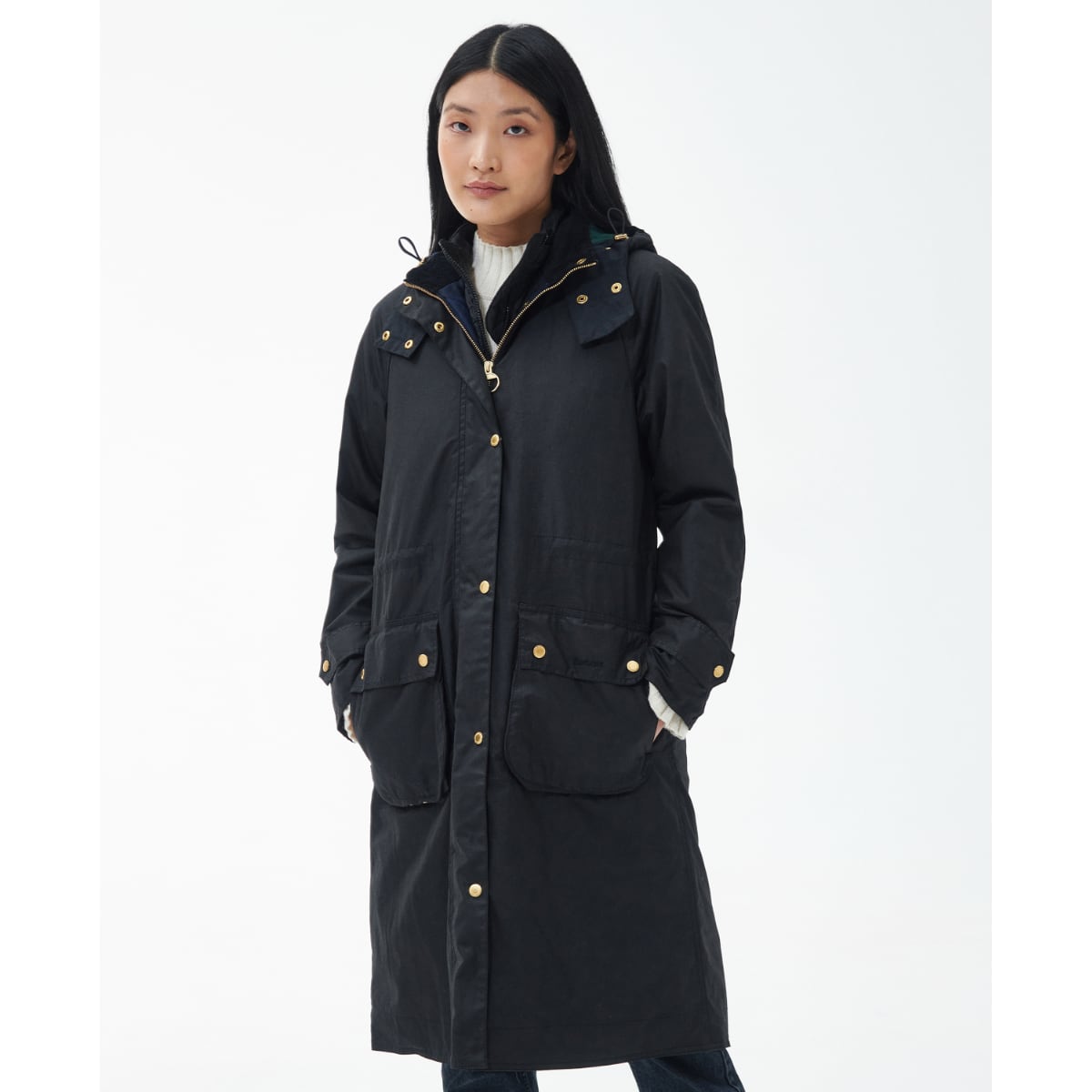 Barbour LONG Cannich Women's Waxed Jacket | Black