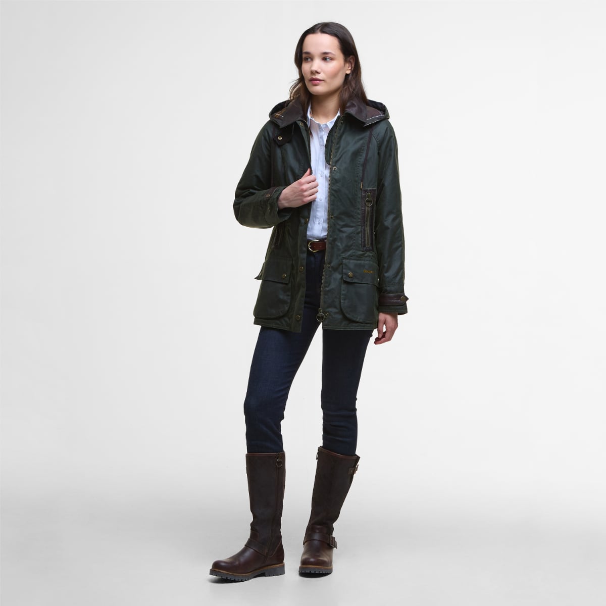 Barbour Ivy Women's Waxed Parka | Fern
