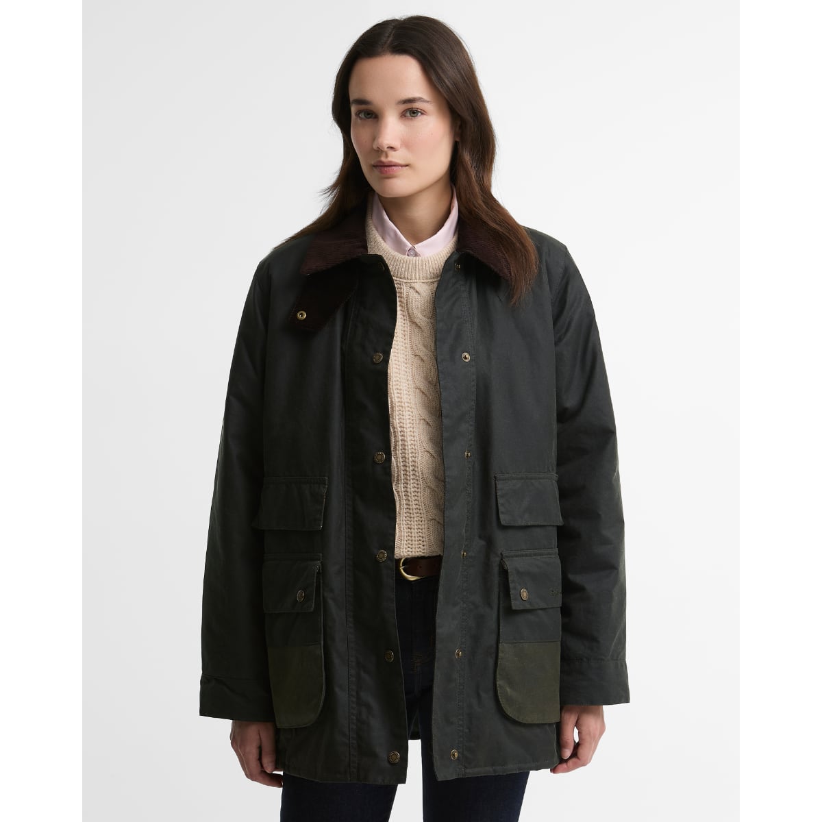Barbour Modern Border Women's Waxed Jacket | Sage