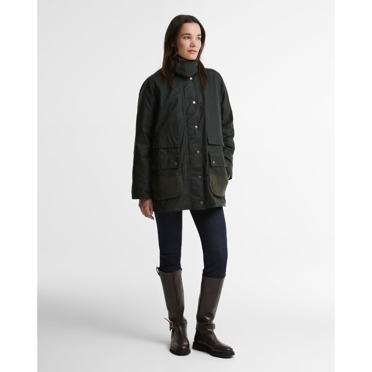 Barbour Modern Border Women's Waxed Jacket | Sage