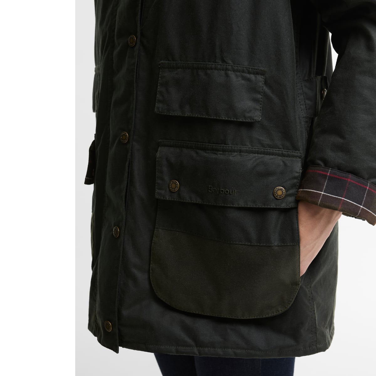 Barbour Modern Border Women's Waxed Jacket | Sage