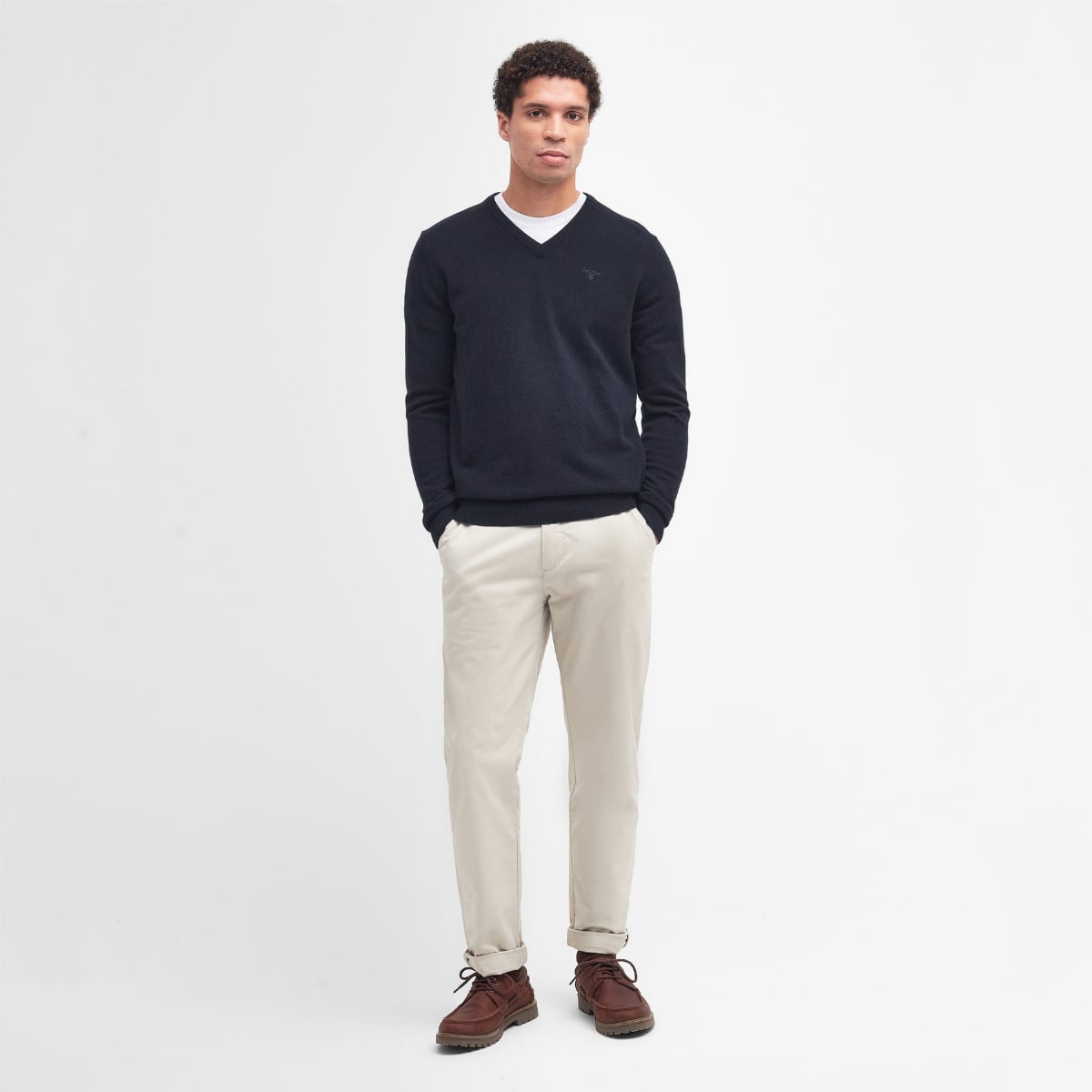 Barbour Essential Lambswool V Neck Men's Jumper | Navy