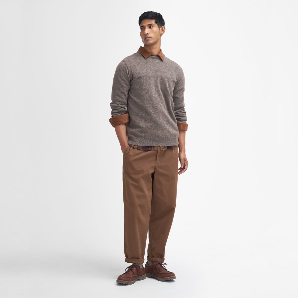 Barbour Essential Lambswool Crew Neck Men's Jumper | Dark Stone