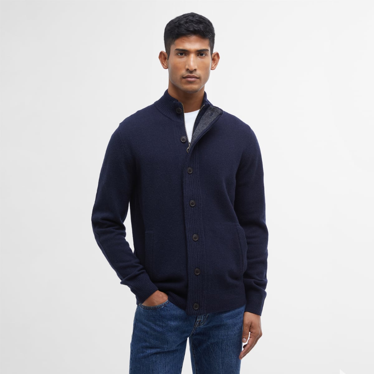 Barbour Essential Patch Zip-Through Men's Cardigan | Classic Navy