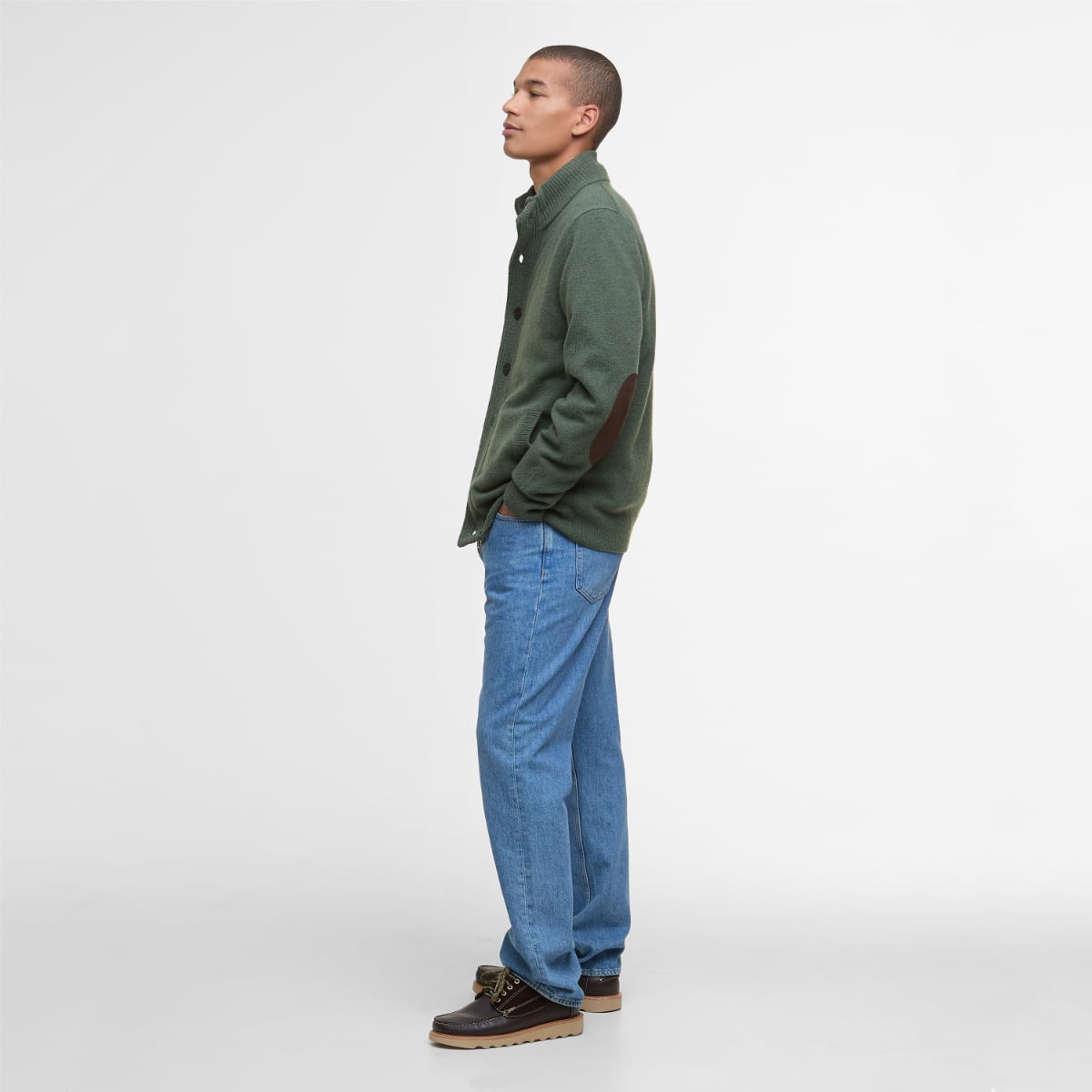 Barbour Essential Patch Zip-Through Men's Cardigan | Olive