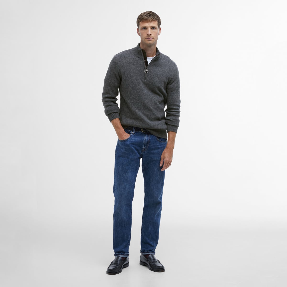 Barbour Holden Half Zip Men's Jumper | Mid Grey Marl