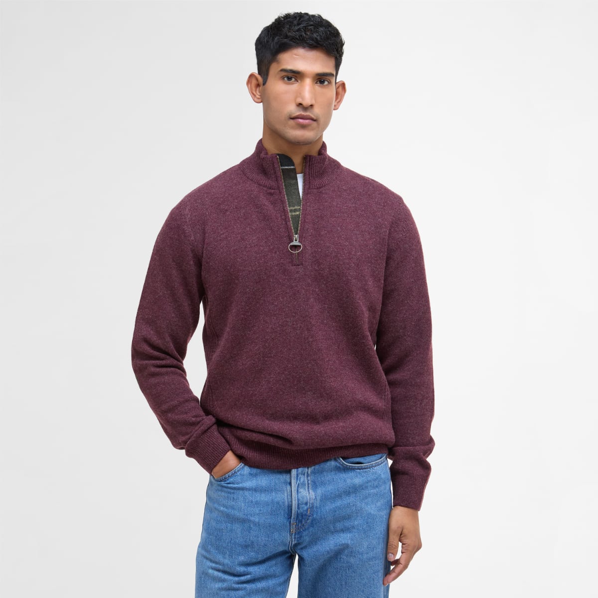 Barbour Holden Half Zip Men's Jumper | Ruby Marl