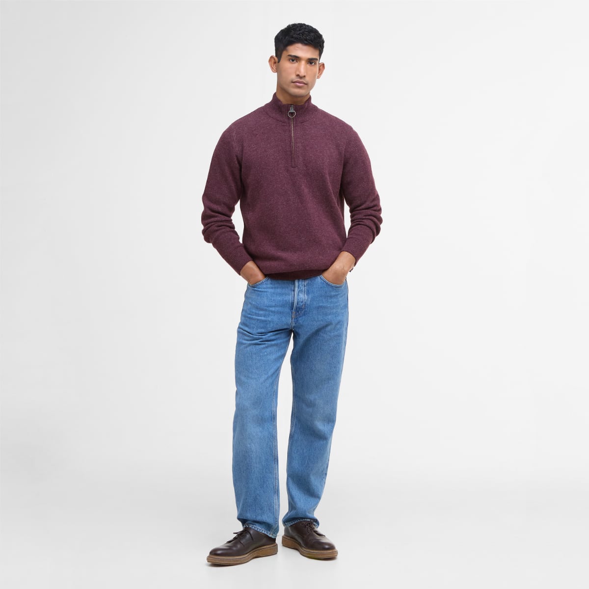 Barbour Holden Half Zip Men's Jumper | Ruby Marl