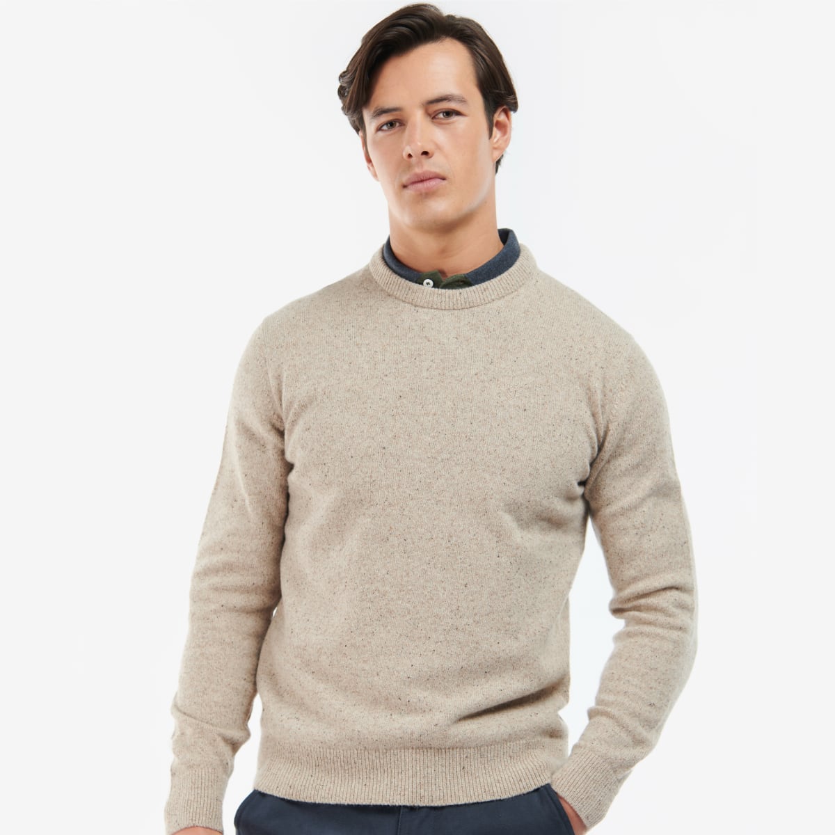 Barbour Tisbury Crew Neck Men's Jumper | Stone