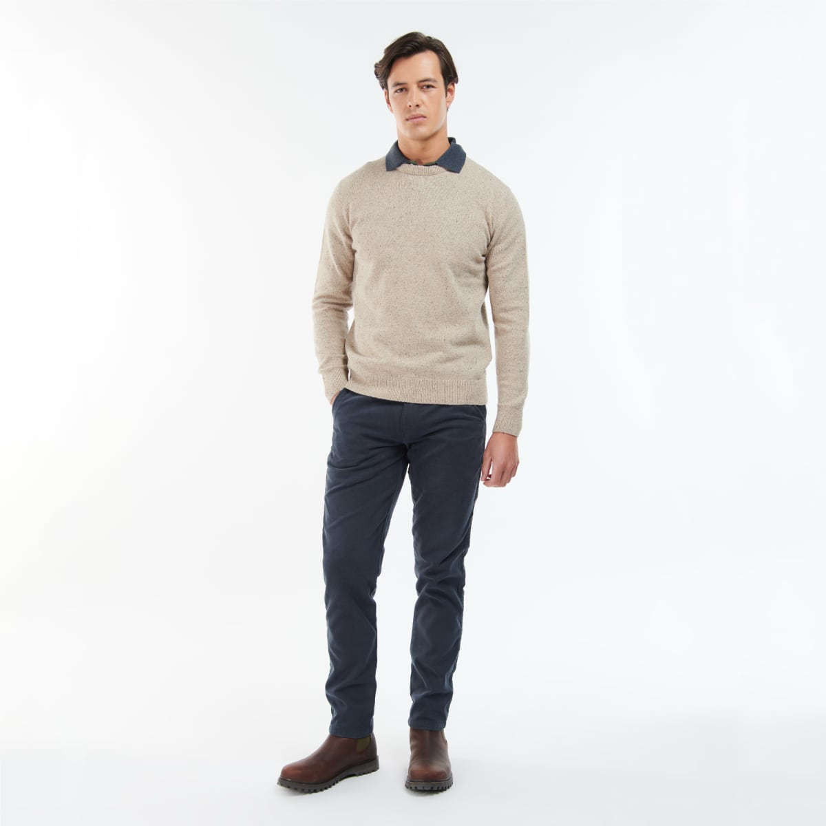 Barbour Tisbury Crew Neck Men's Jumper | Stone