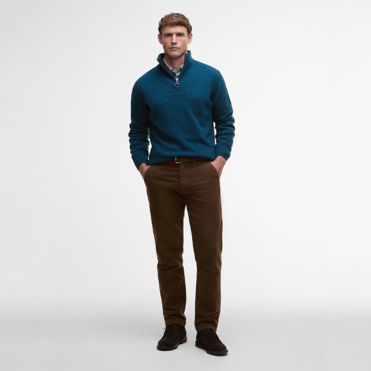 Barbour Nelson Essential Half Zip Men's Jumper | Mallard Green