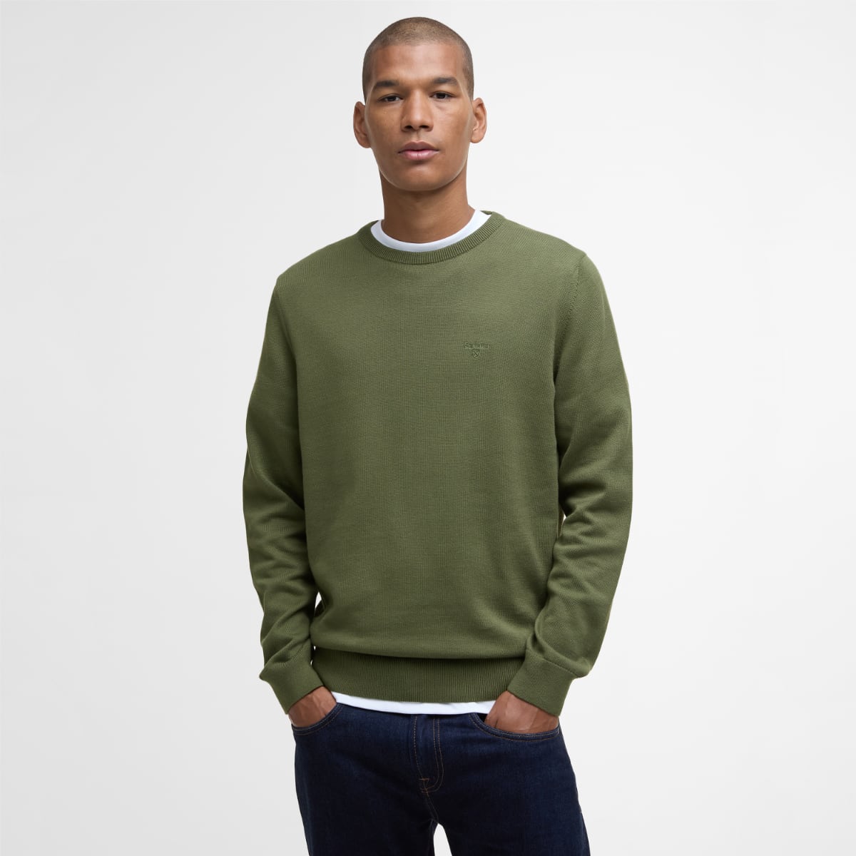 Barbour Pima Cotton Crew Neck Men's Jumper | Winter Moss