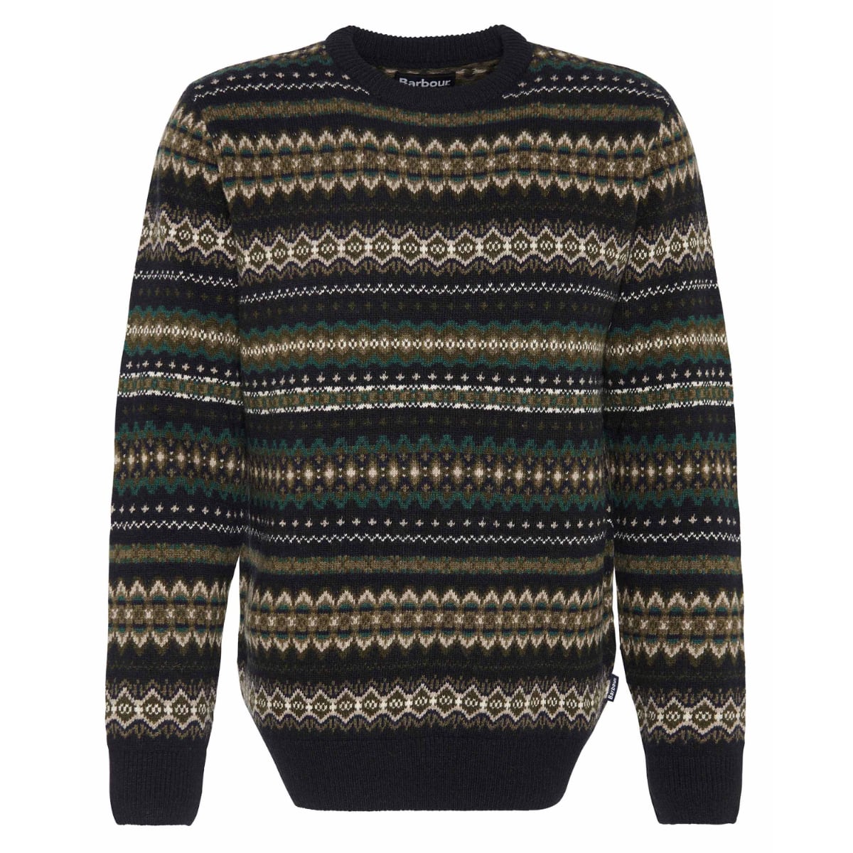 Barbour Case Fair Isle Crew Neck Sweater | Black Marl