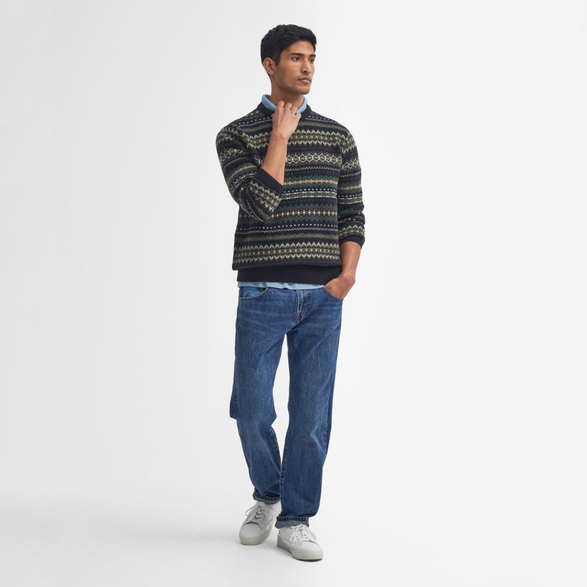 Barbour Case Fair Isle Crew Neck Sweater | Black Marl