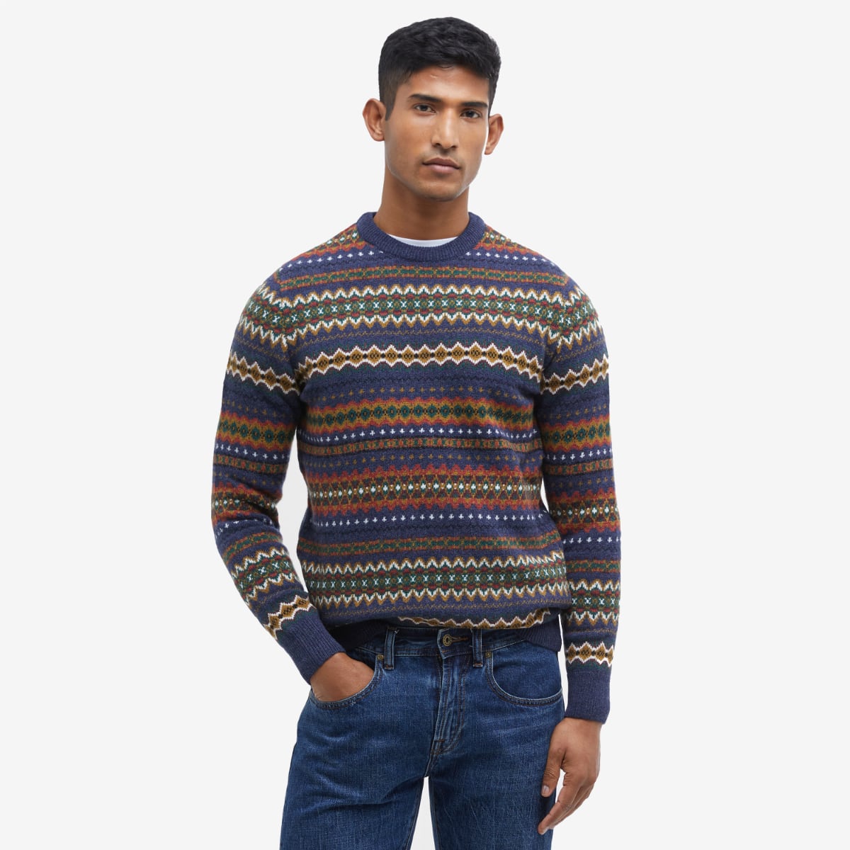 Barbour Case Fair Isle Crew Neck Sweater | Navy Marl