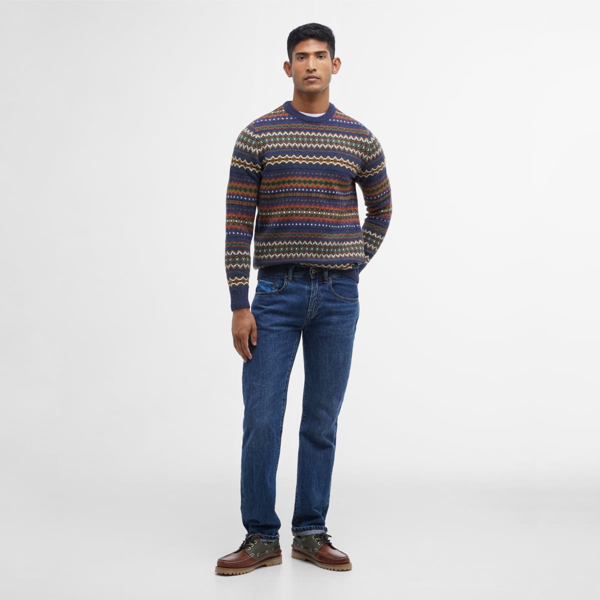 Barbour Case Fair Isle Crew Neck Sweater | Navy Marl