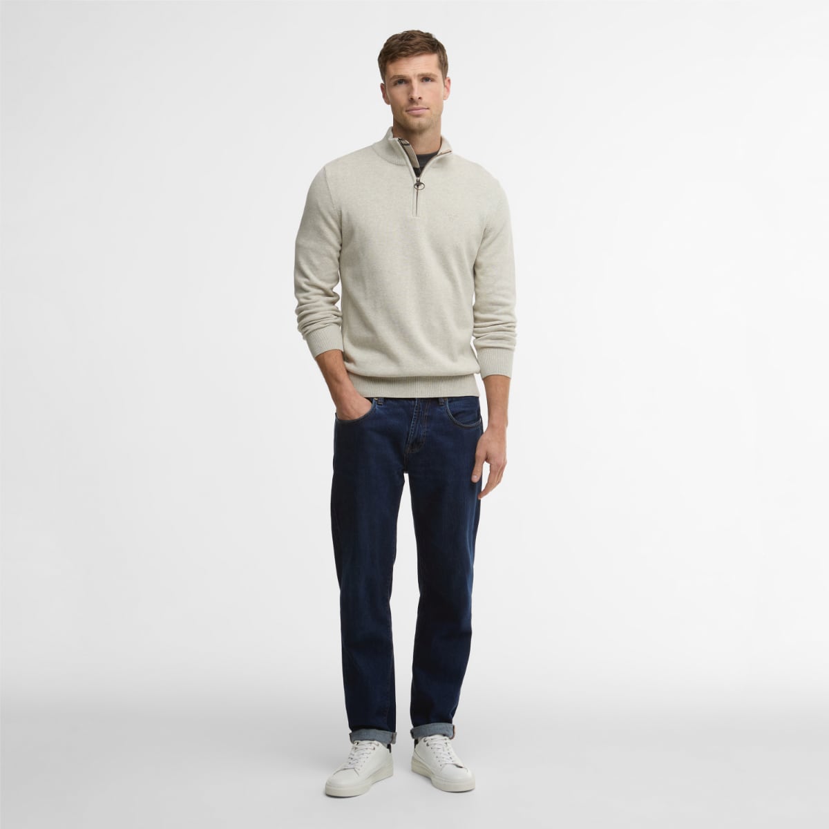 Barbour Cotton Half Zip Men's Jumper | Neutral