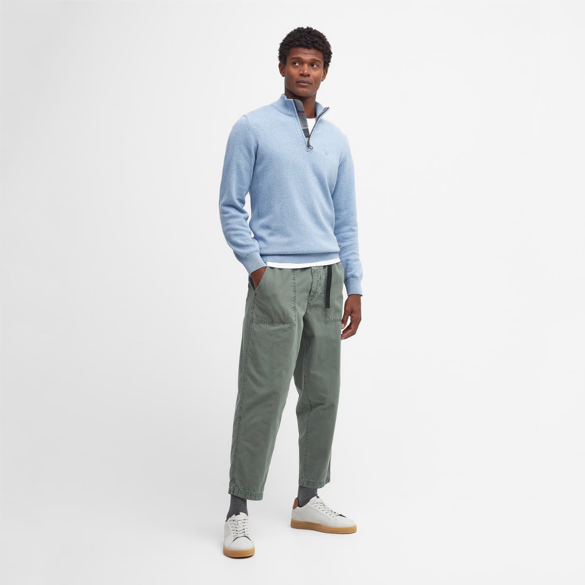 Barbour Cotton Half Zip Men's Jumper | Dark Chambray