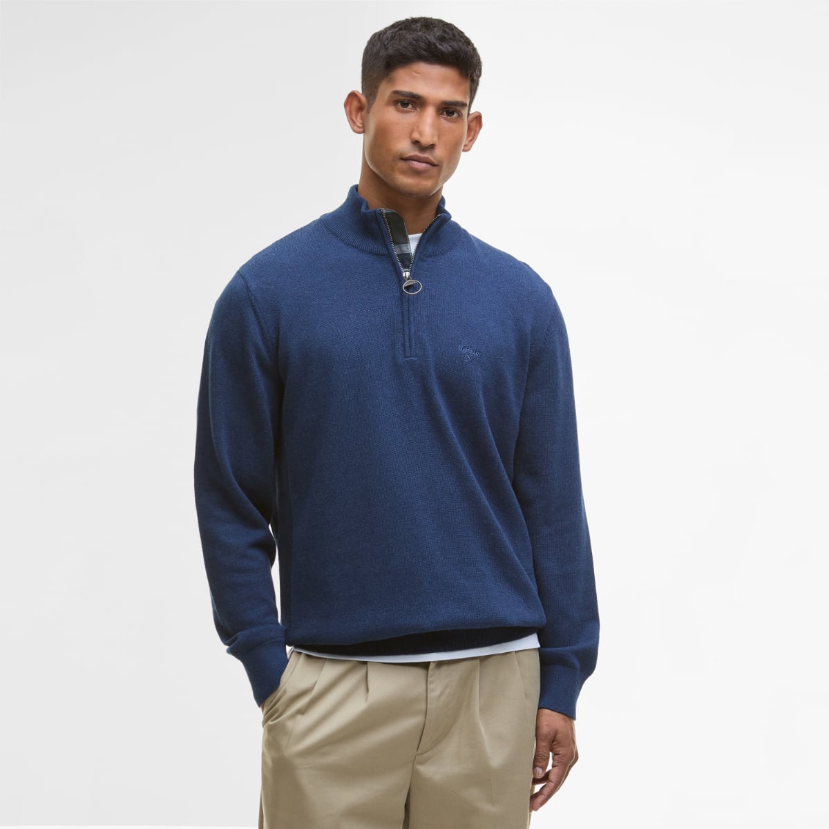 Barbour Cotton Half Zip Men's Jumper | Inky Marl