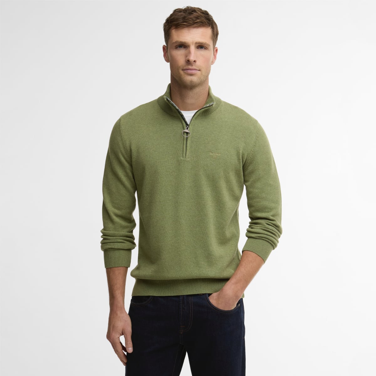 Barbour Cotton Half Zip Men's Jumper | Laurel