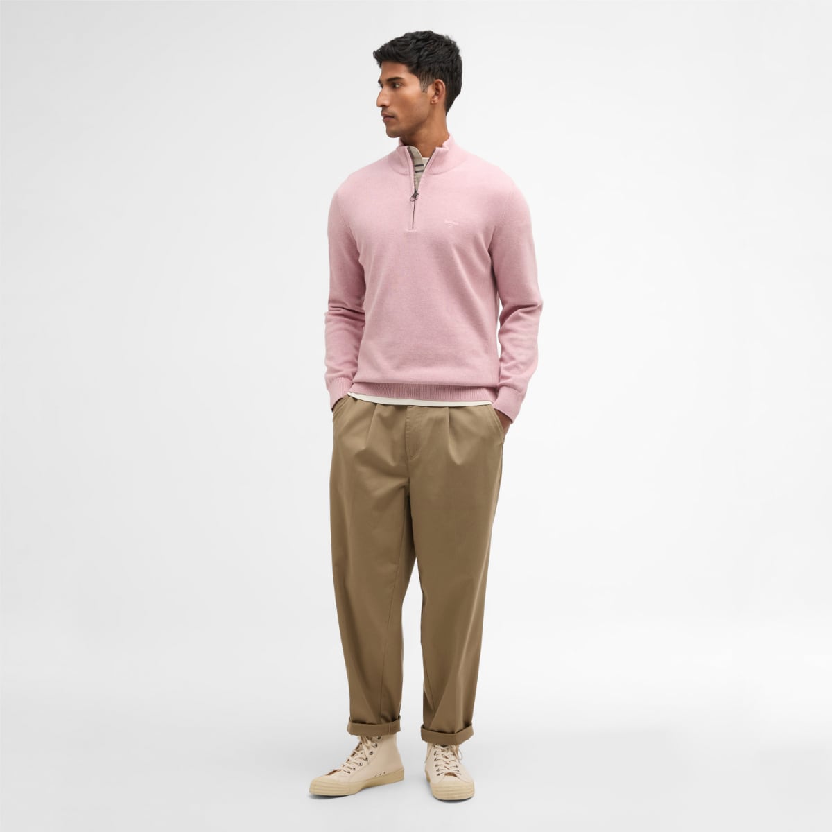Barbour Cotton Half Zip Men's Jumper | Pink