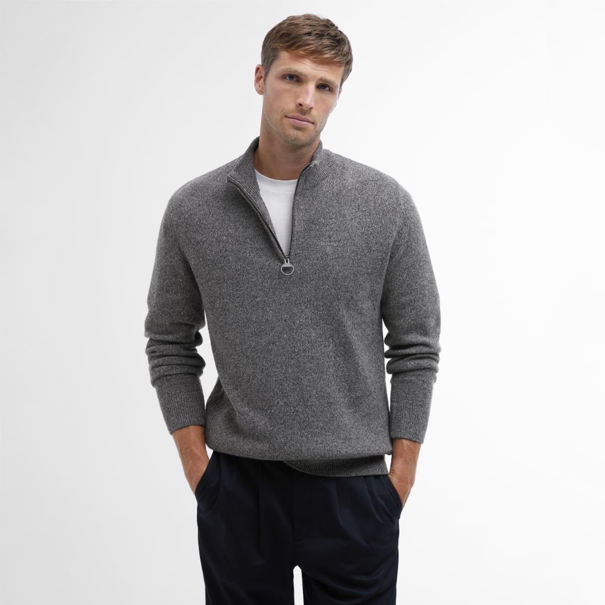 Barbour Tisbury Half Zip Men's Jumper | Grey