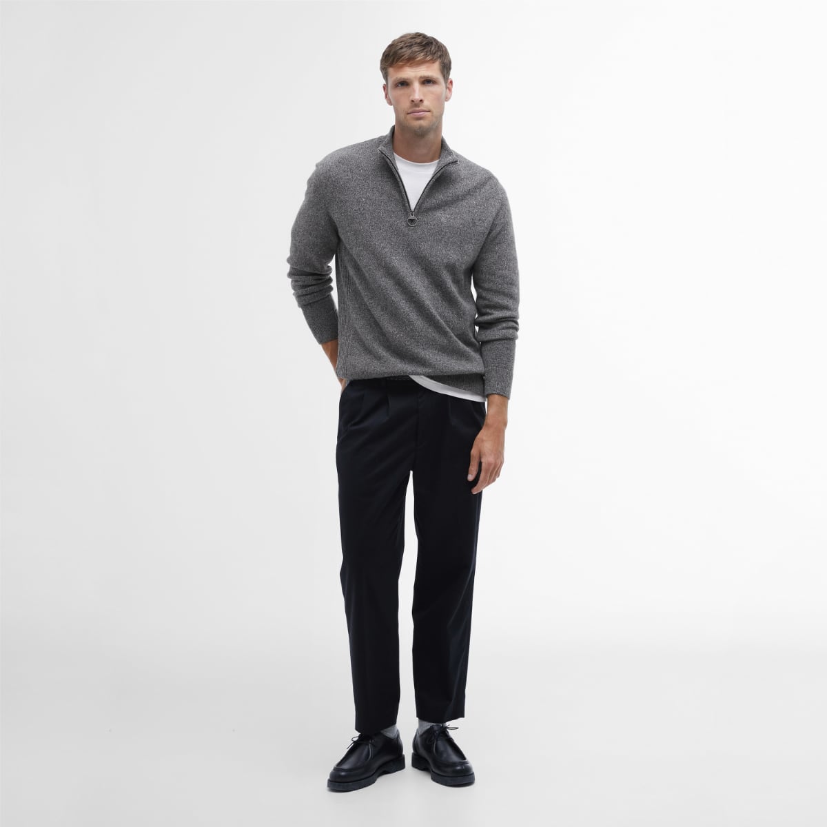 Barbour Tisbury Half Zip Men's Jumper | Grey