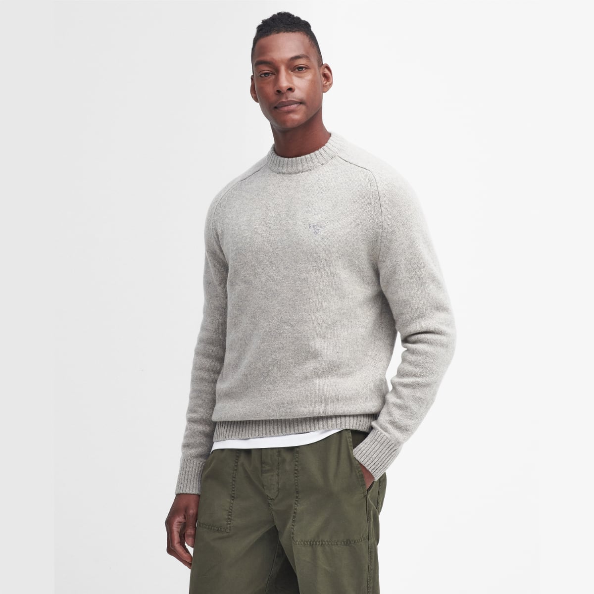 Barbour Grangetown Crew Neck Men's Jumper | Light Grey