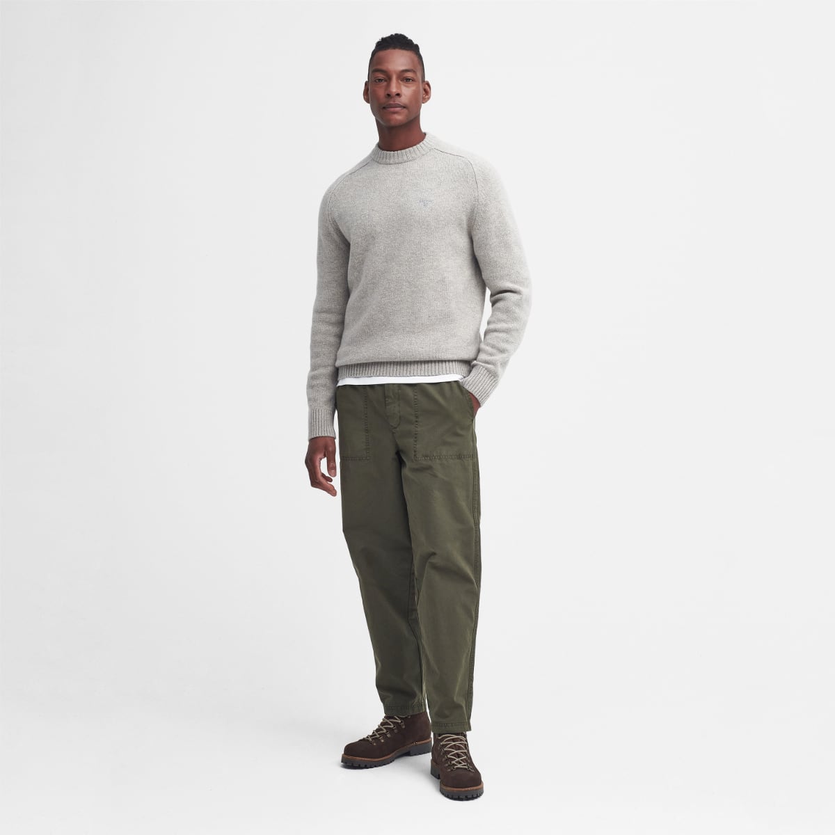 Barbour Grangetown Crew Neck Men's Jumper | Light Grey