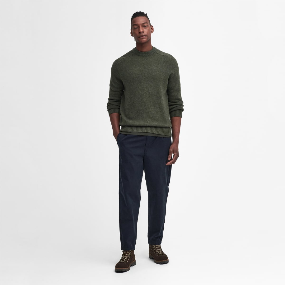 Barbour Grangetown Crew Neck Men's Jumper | Mid Olive