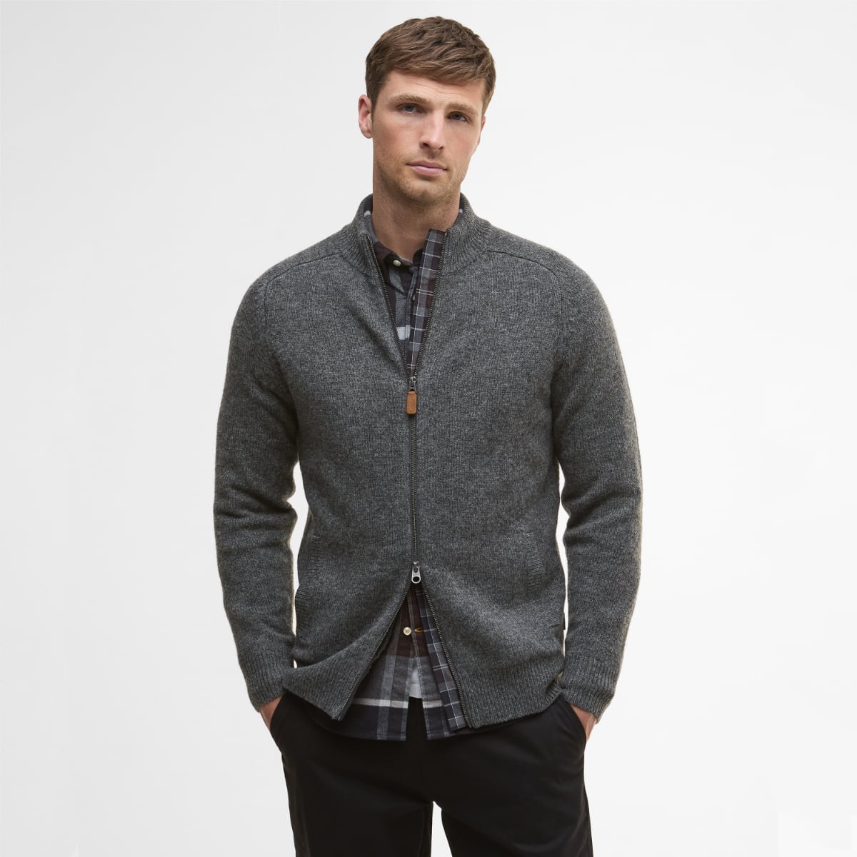 Barbour Talder Zip-Up Men's Cardigan | Charcoal