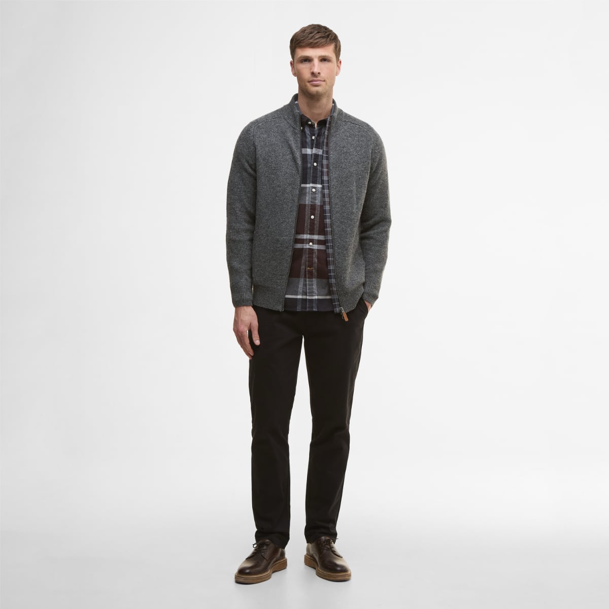 Barbour Talder Zip-Up Men's Cardigan | Charcoal