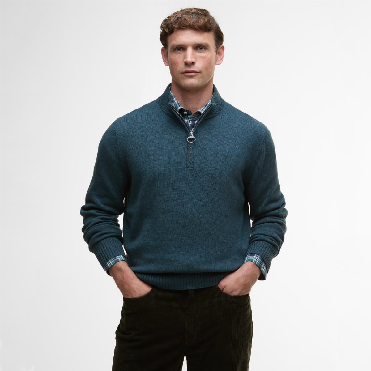 Barbour Kelson Half Zip Men's Jumper | Mallard Green