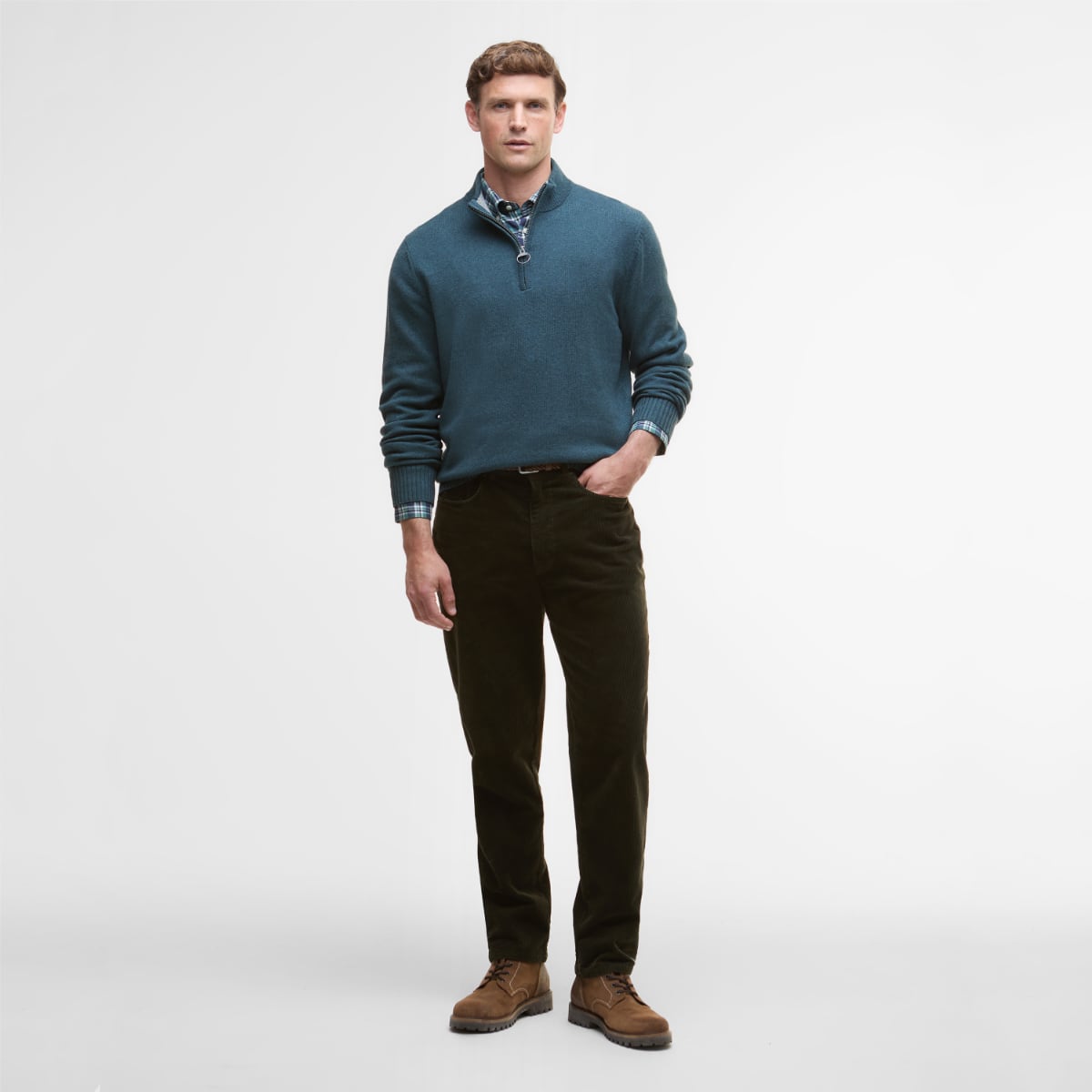 Barbour Kelson Half Zip Men's Jumper | Mallard Green