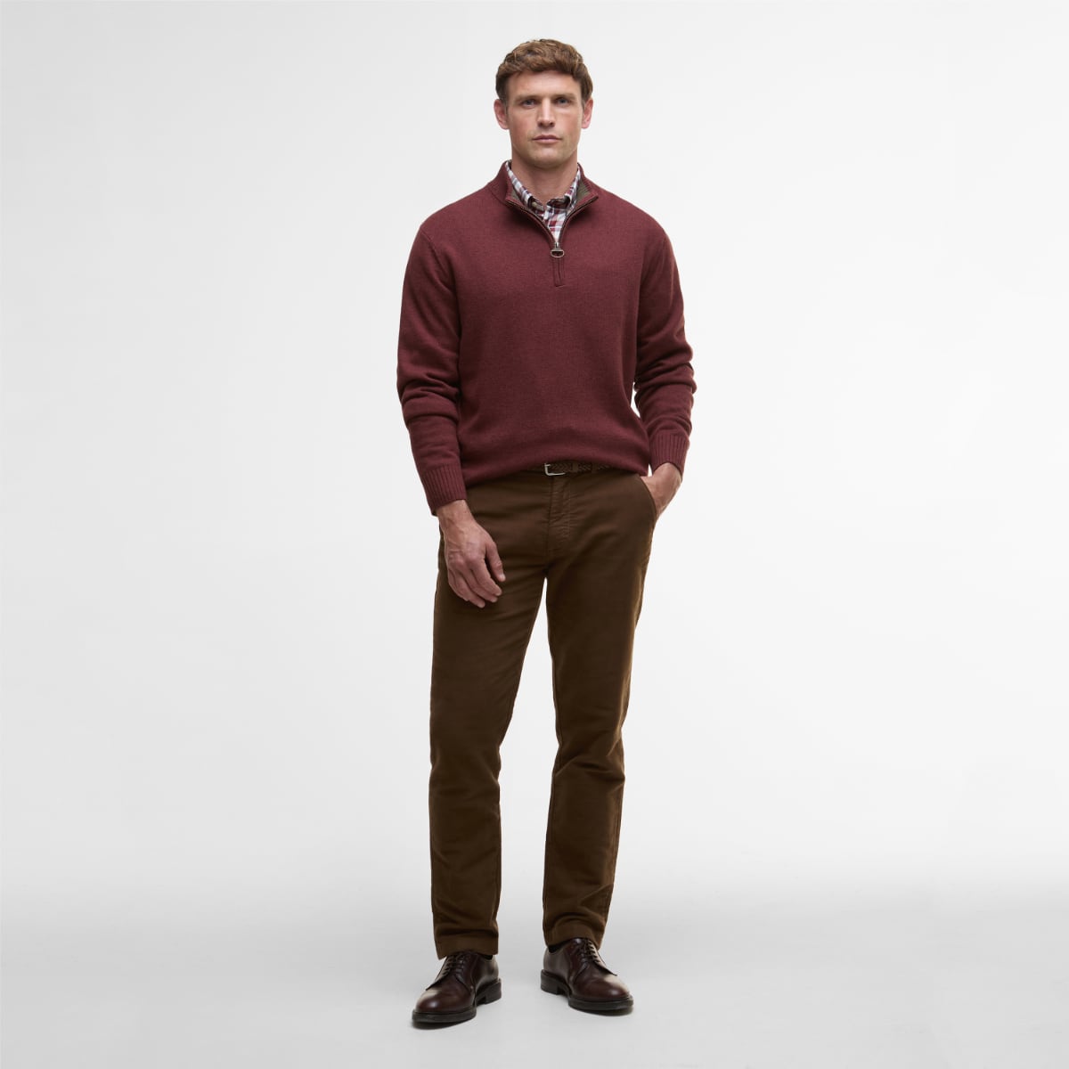 Barbour Kelson Half Zip Men's Jumper | Fired Brick