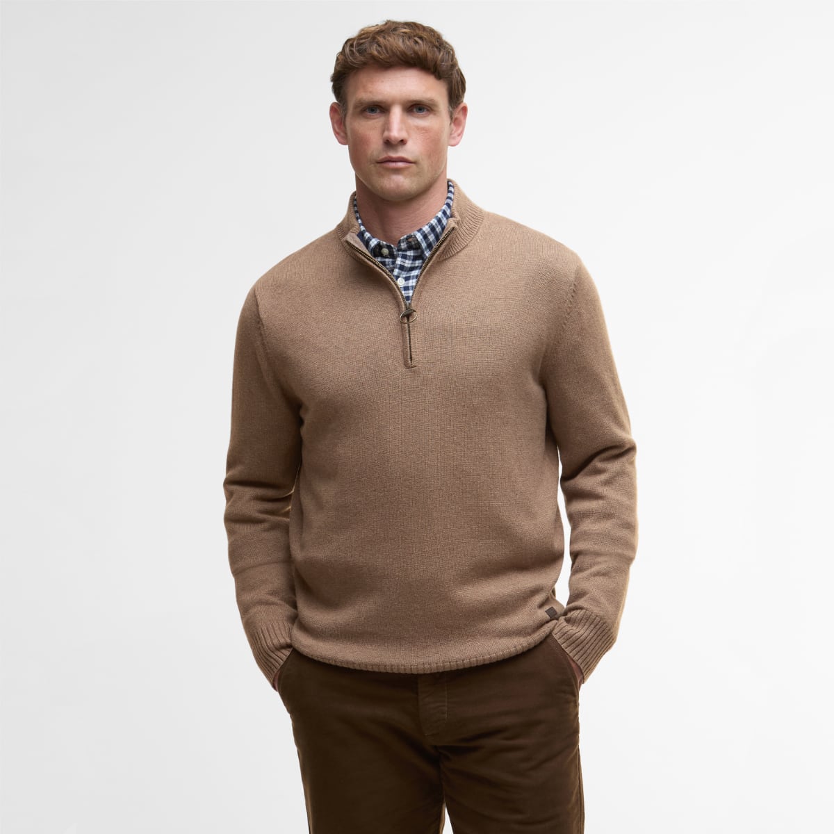 Barbour Kelson Half Zip Men's Jumper | Stone