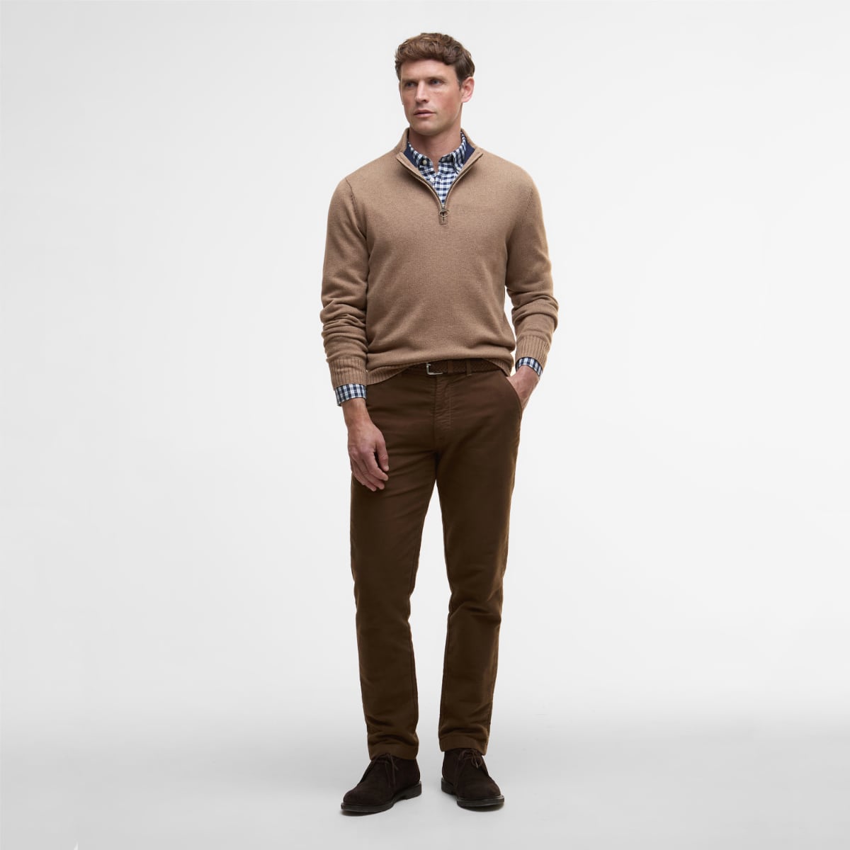 Barbour Kelson Half Zip Men's Jumper | Stone