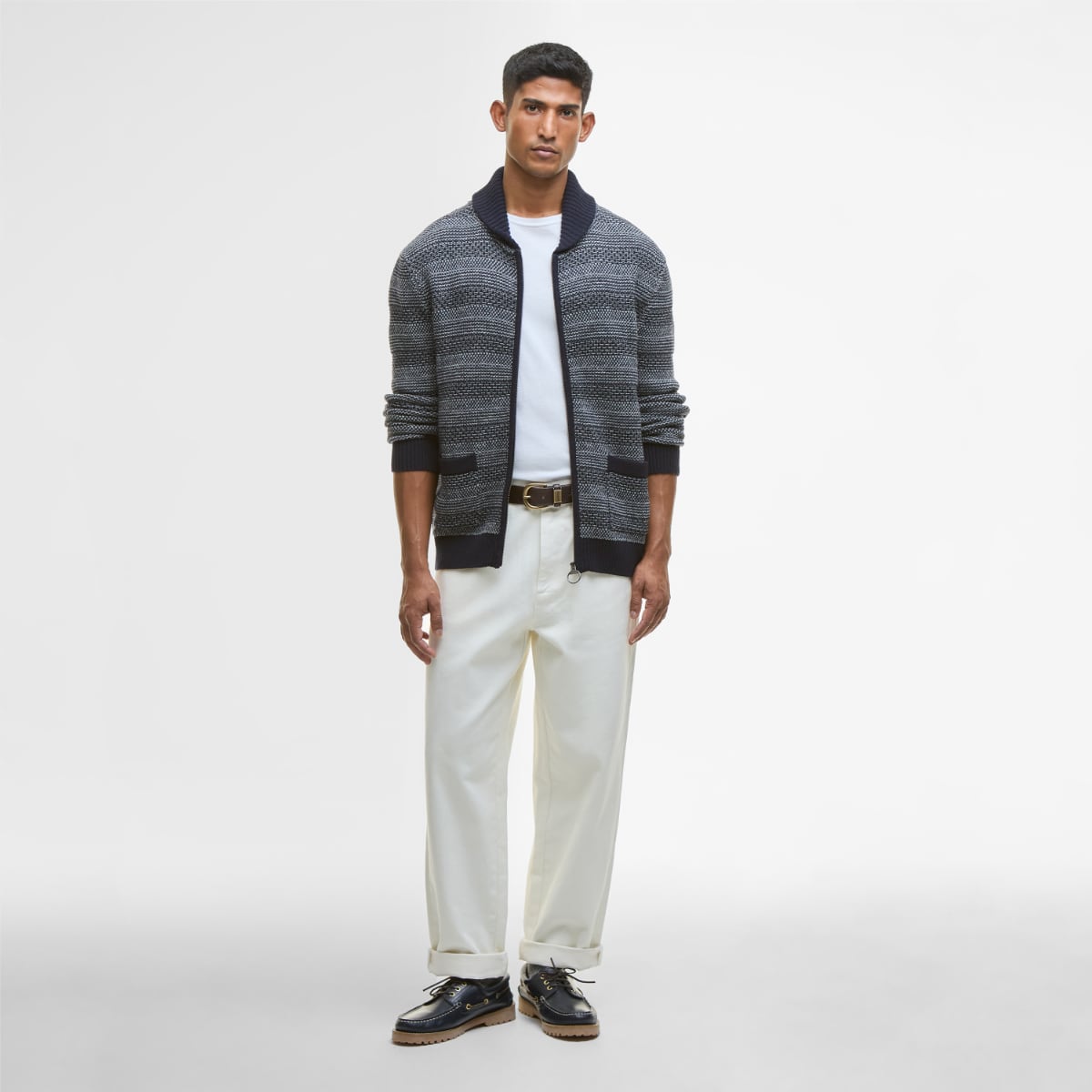 Barbour Helmsley Knitted Zip-Up Men's Cardigan | Navy