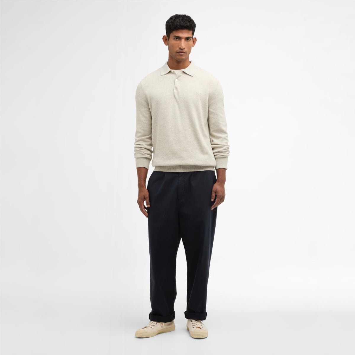 Barbour Pima Cotton Knitted Polo Men's Jumper | Neutral