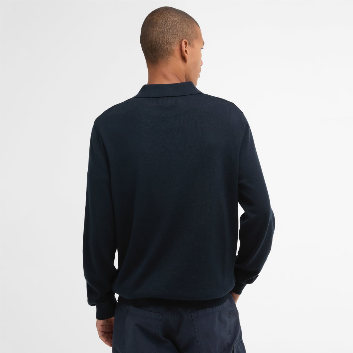Barbour Pima Cotton Knitted Polo Men's Jumper | Navy